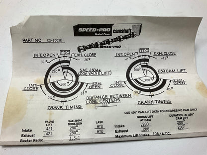 Sealed Power CS-1003R Performance Power Pro Camshaft For 1955-1995 Chevrolet SBC