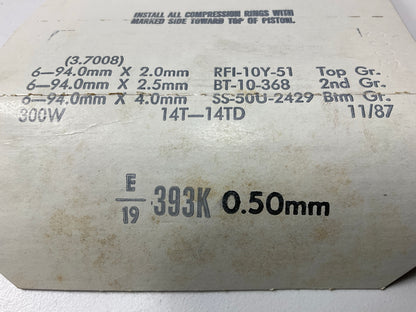 Sealed Power E393K-50MM Piston Rings .50mm 1975-1987 Toyota Land Cruiser 4.2L 2F