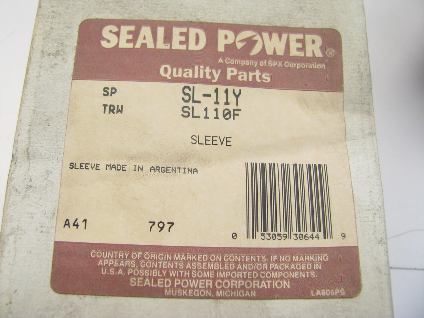 Sealed Power PRESS FIT CYLINDER SLEEVE 1/8'' WALL THICKNESS,  3 1/4'' X 9 1/4''