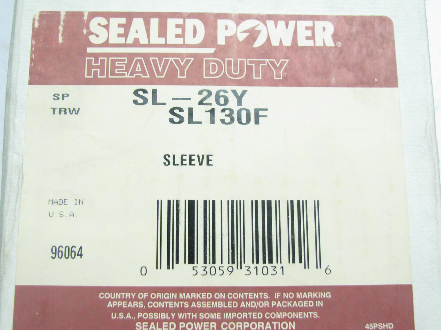 Sealed Power SL-26Y Cylinder Sleeve Liner - 4.500'' Bore X 12.50'' Long X 0.125''