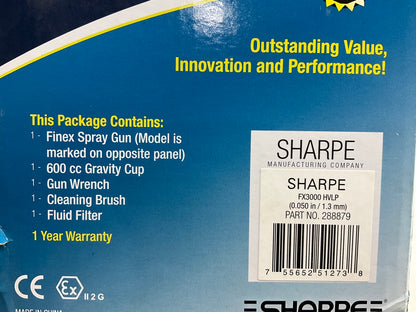 Sharpe 288879 Finex FX3000 Gravity Feed HVLP Spray Gun With 1.3mm Nozzle