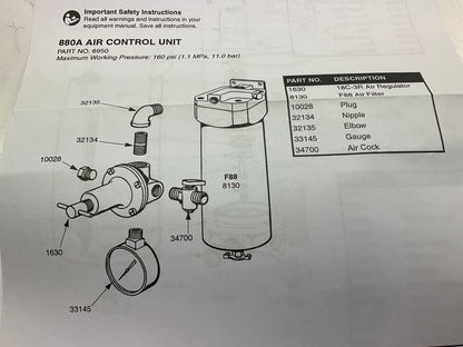 Sharpe 6950 Model 880A Air Particle Filter Air Control, 5 Microns