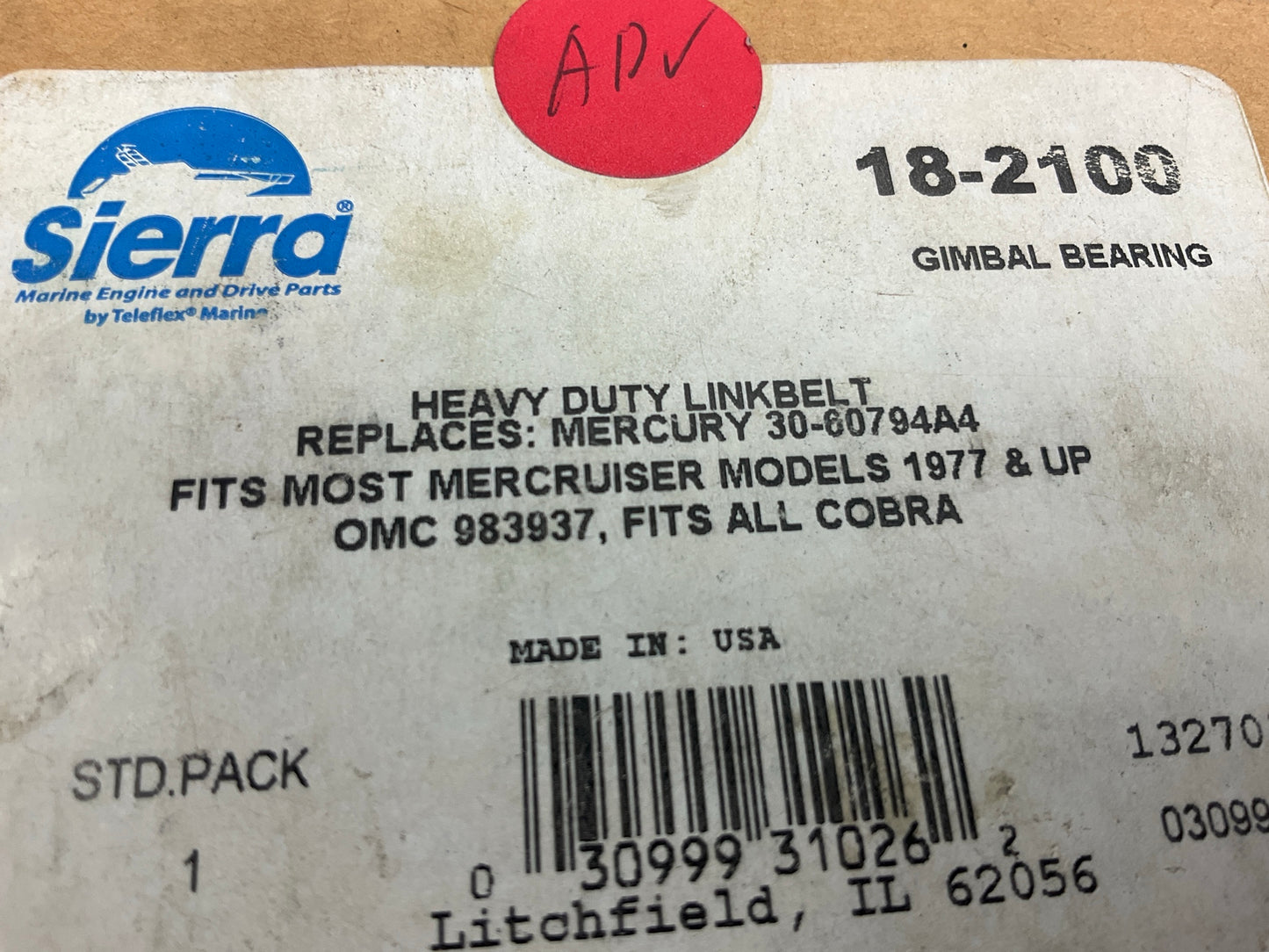 Sierra 18-2100 Mercury OMC Volvo Sterndrive Gimbal Bearing 30-60794A4 983937