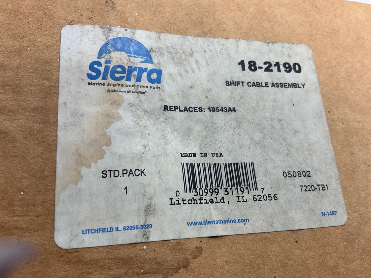 Sierra 18-2190 Lower Shift Cable For Mercury Mercruiser 19543A4 A8 A10 865436A02