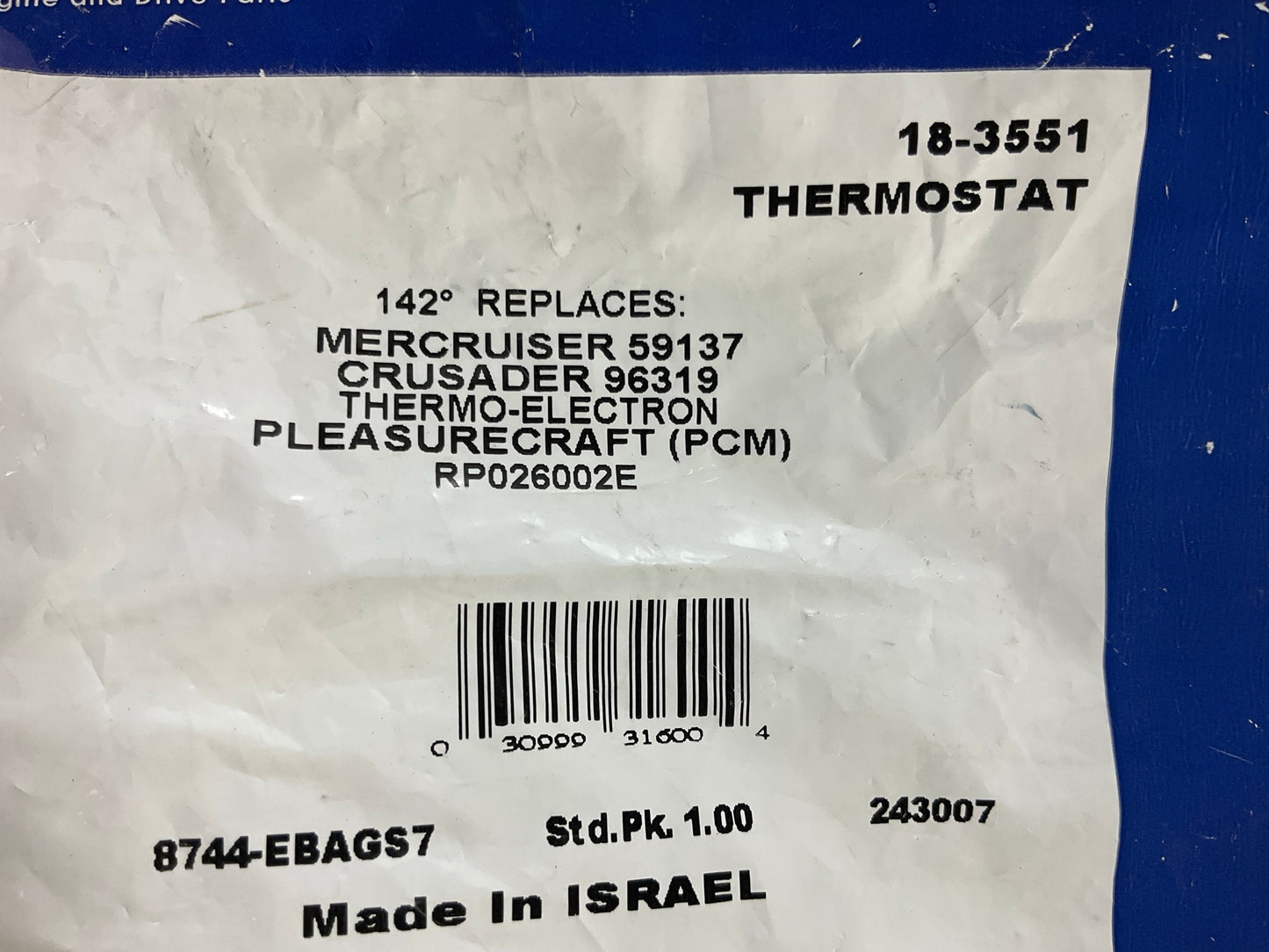 Sierra 18-3551 Marine 142 Degree Thermostat Mercruiser  59137, Crusader 96319