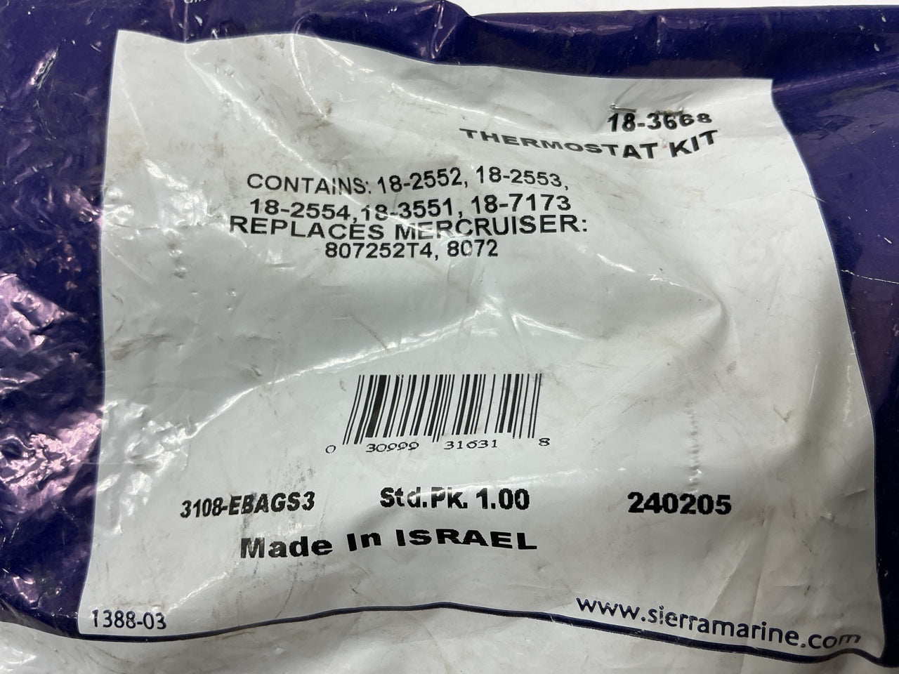 Sierra 18-3668 Thermostat Kit For MerCruiser Mercury Marine 807252T4