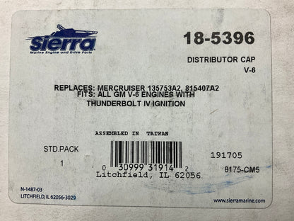 Sierra 18-5396 Marine Boat Distributor Cap GM V6 Mercruiser 135753A2, 815407A2
