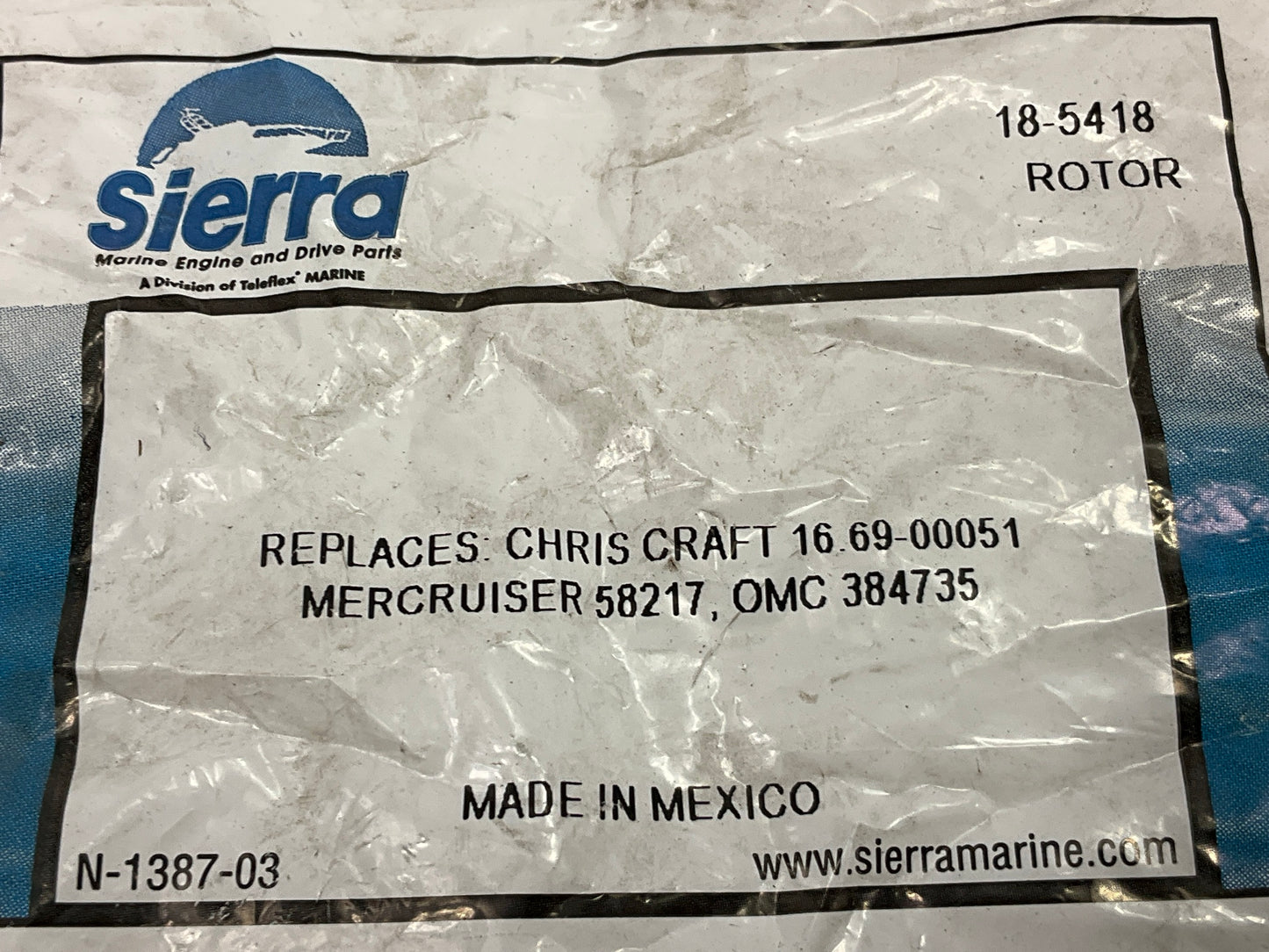 Sierra 18-5418 Marine Rotor Chris-Craft Replace Mercruiser # 58217, OMC # 384735