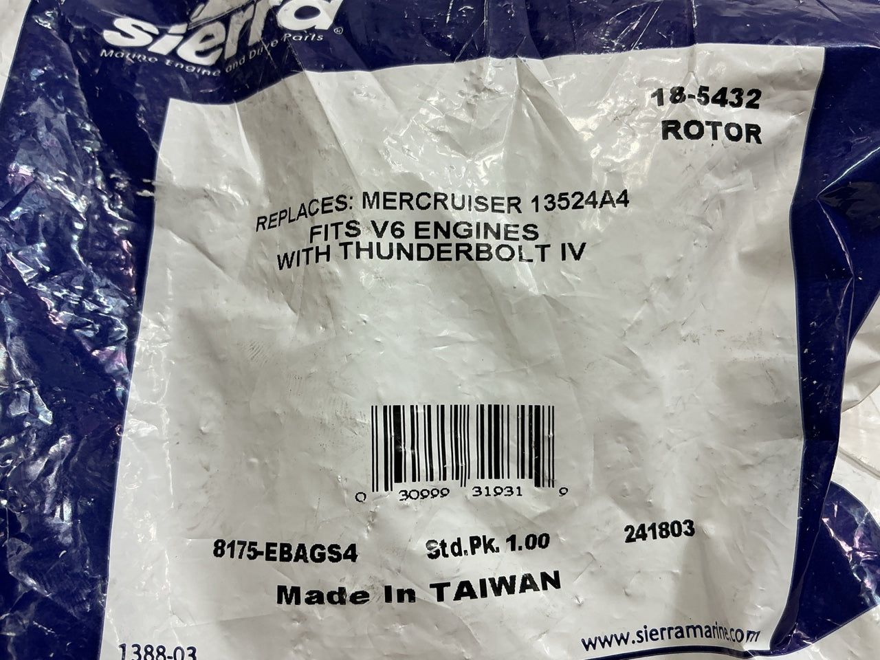 Sierra 18-5432 Ignition Rotor Replaces Mercruiser 13524A4, V6 With Thunderbolt4