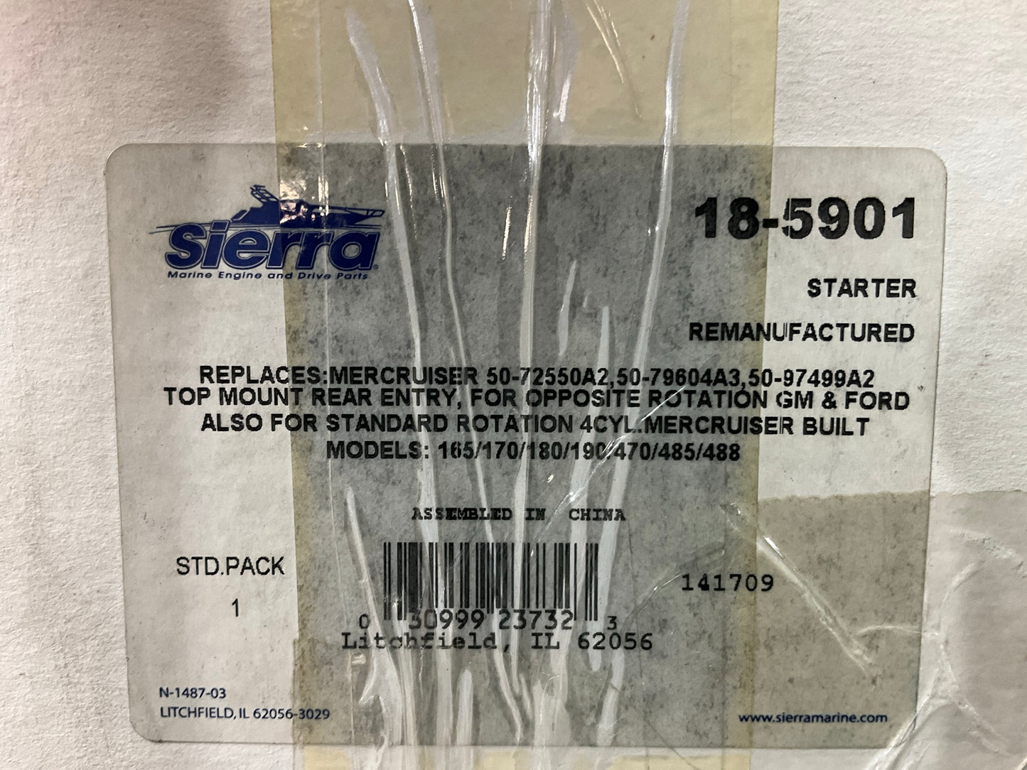 Sierra Marine Parts 18-5901 Marine Starter 50-72550A2, 50-79604A3, 50-97499A2