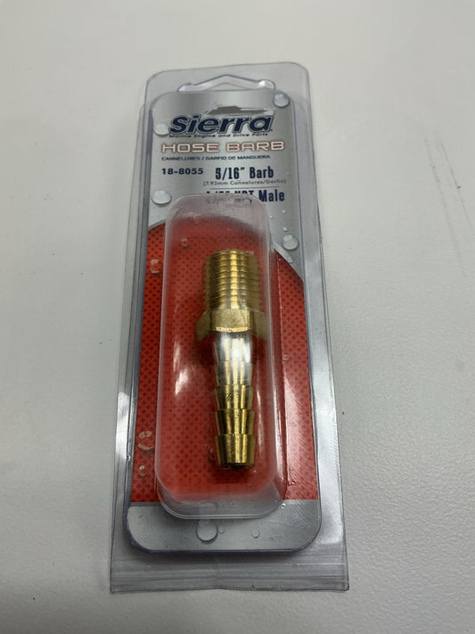 Sierra Marine 18-8055 5/16'' Brass Hose Barb Fitting W/ 1/4'' NPT Male Threads
