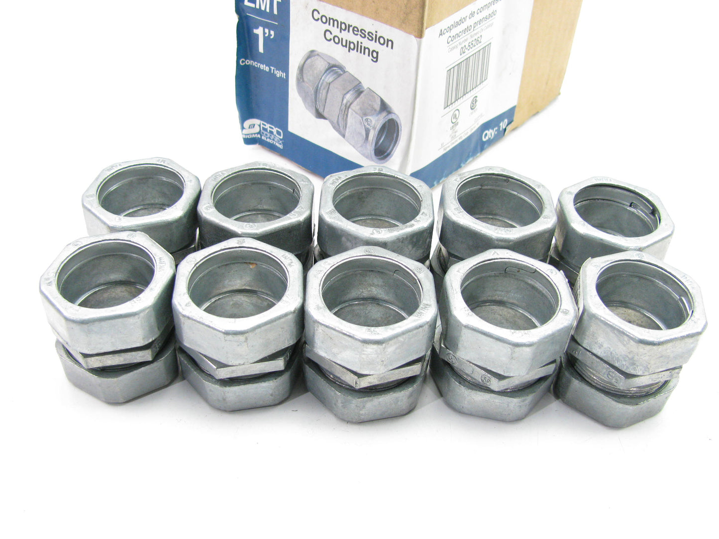 (10) Sigma 02-55262 1'' Die Cast Zinc Compression Coupling Conduit Fitting