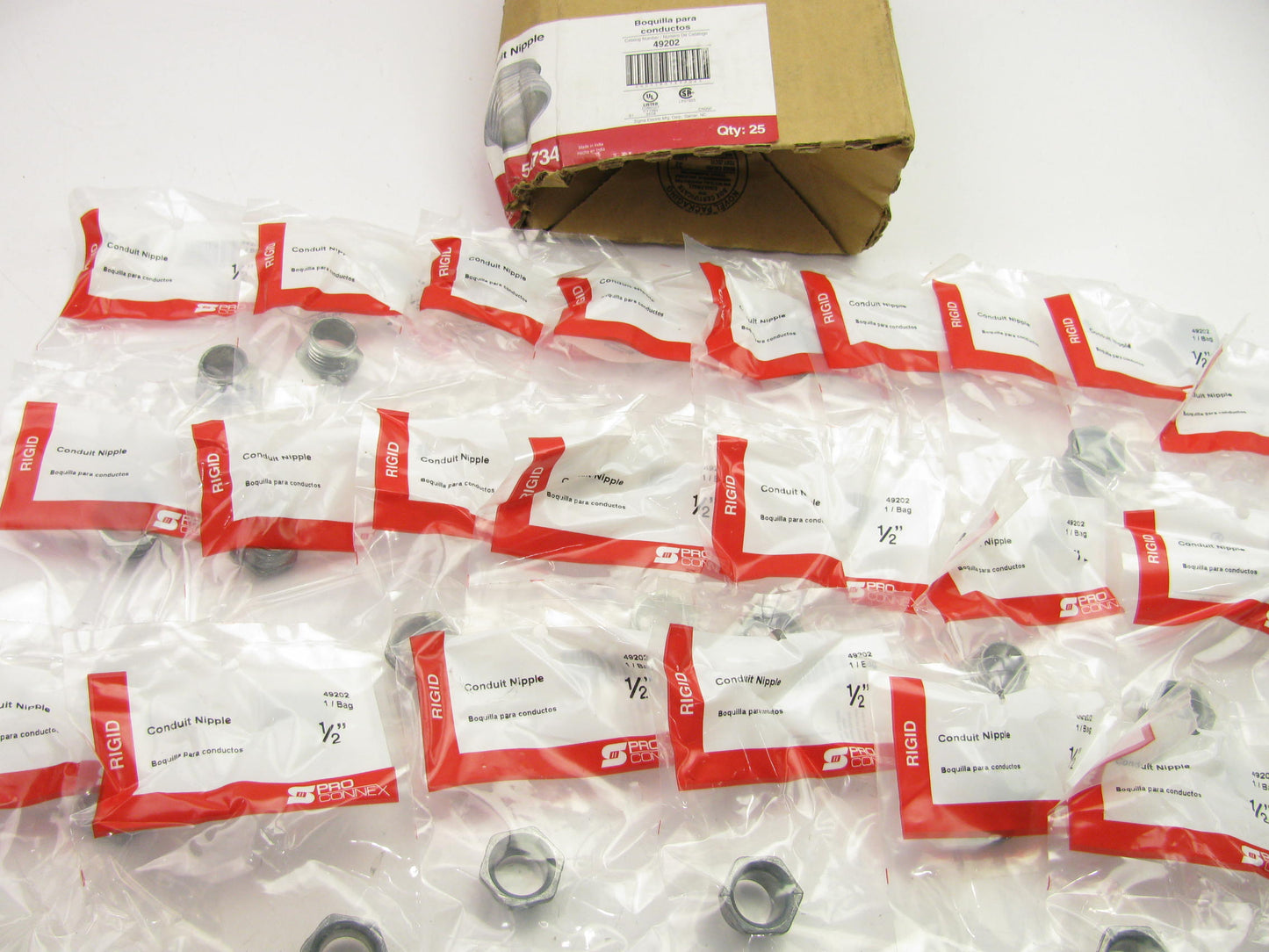 (22) Sigma Electric 49202 1/2'' Die Cast Zinc Threaded Nipple Conduit Fitting