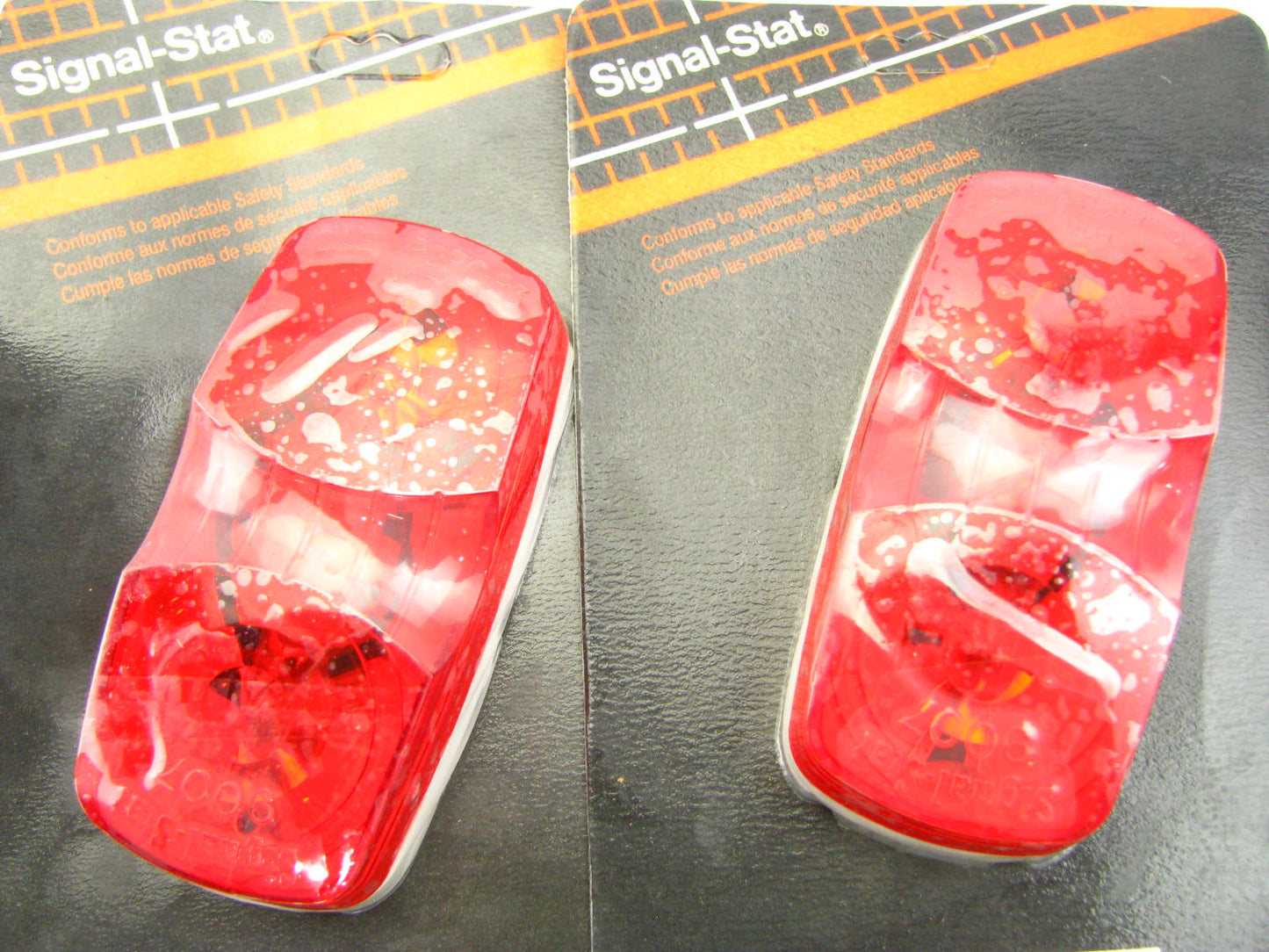 (2) SIGNAL-STAT 1211D Red 2-bulb Bulls-eye Rectangular Side Marker Lights Lamp