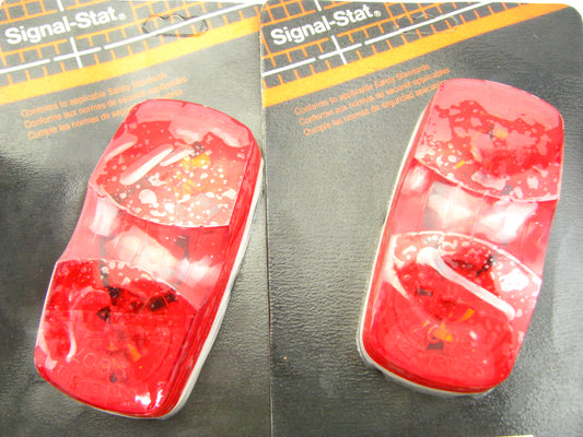 (2) SIGNAL-STAT 1211D Red 2-bulb Bulls-eye Rectangular Side Marker Lights Lamp