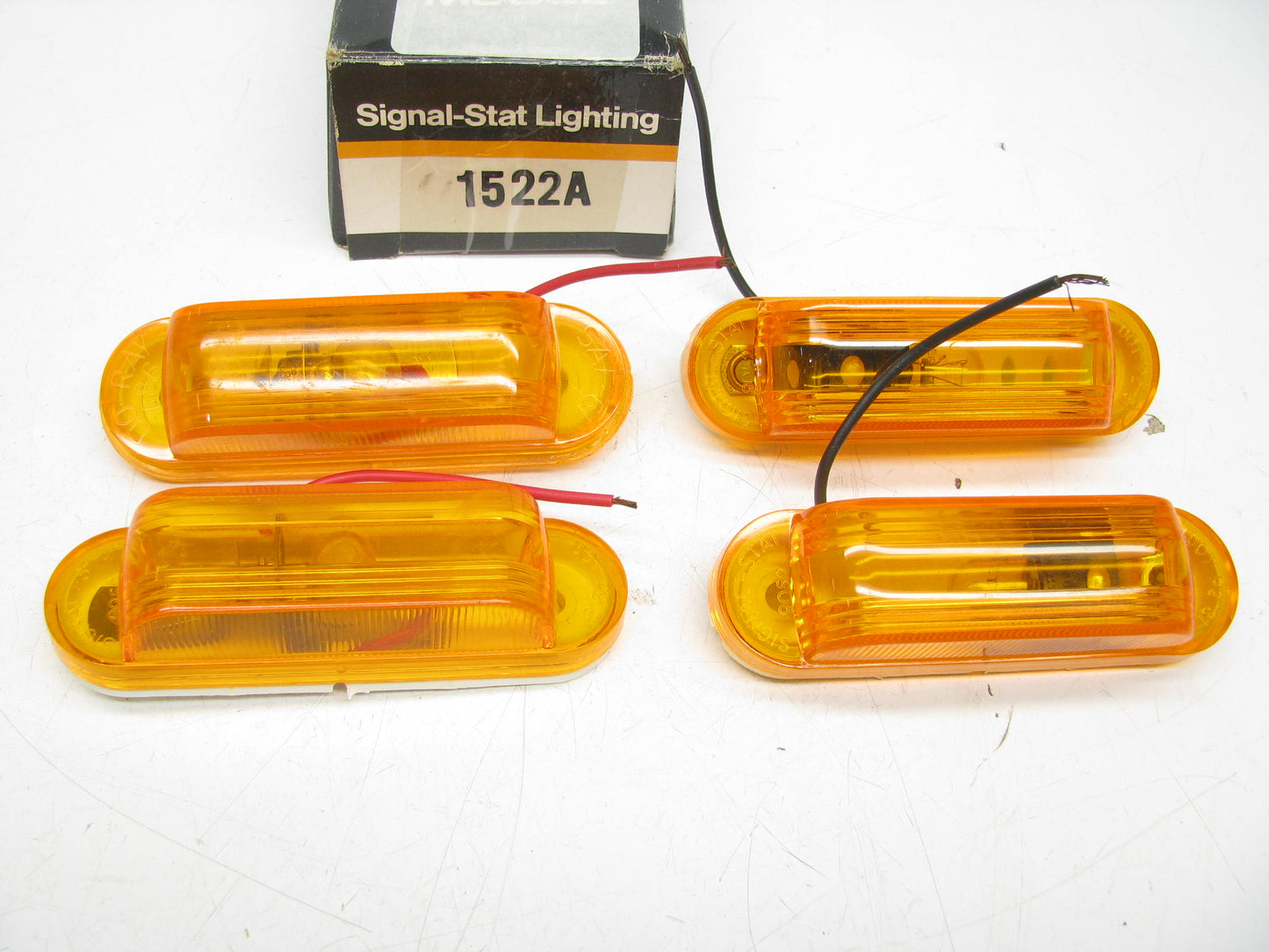 (x4) Vintage Signal-stat 1522A   Rectangular Amber  Side Marker Lights