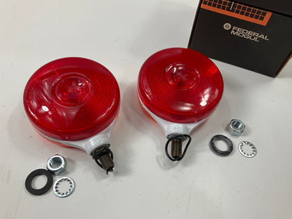 (x2) RED - AMBER Stop Turn Brake Tail Truck Trailer Pedestal Light Signal Stat