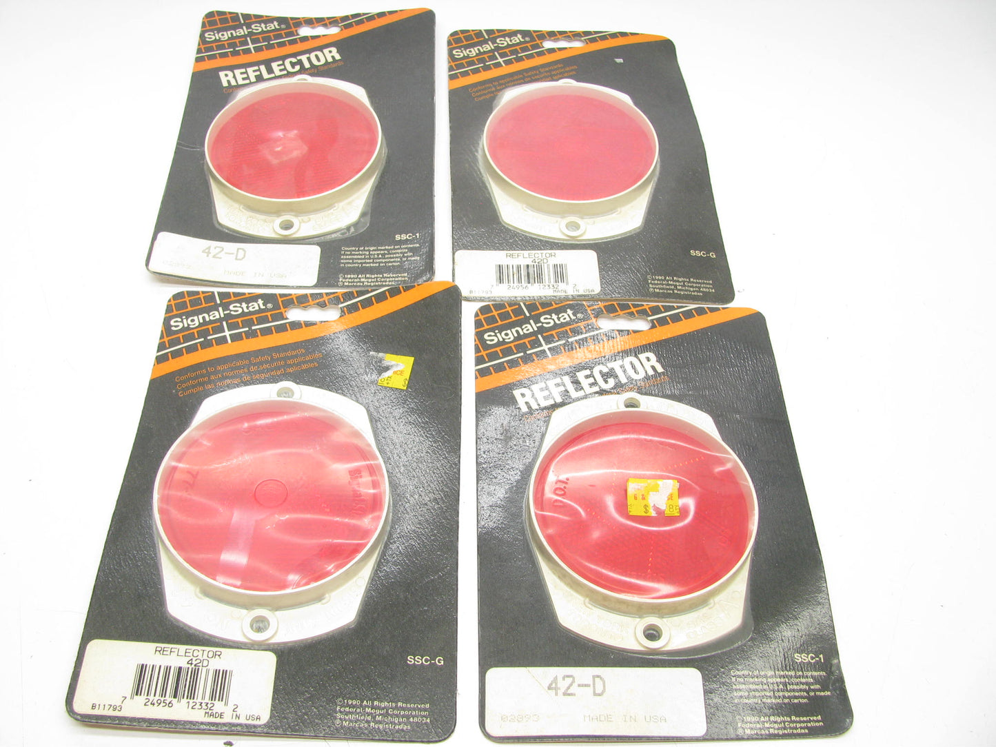 (4) Signal-stat 42D  2-Screw ABS Base Red Round 3'' Reflector