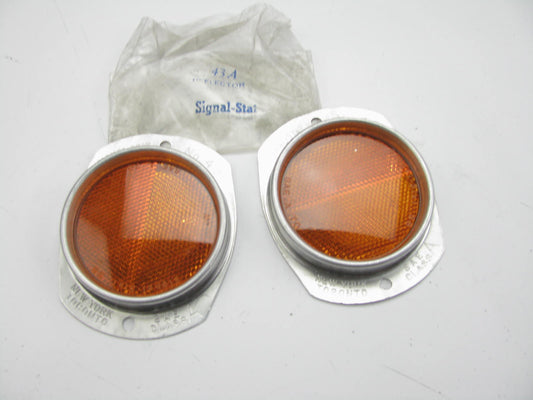 (2) Signal-Stat 43A Yellow 3'' Round Armored Reflectors, 2 Screw Mount Type