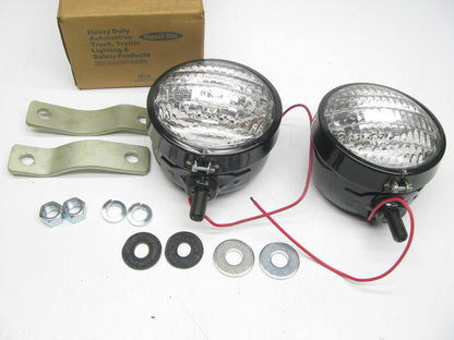 (2) Signal-Stat 650W - Par 36 4'' Utility Work Light Lamps, Black, With Brackets
