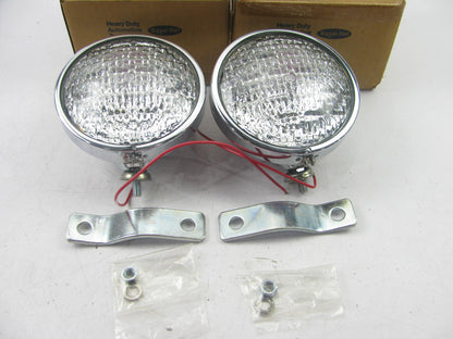(2) Signal-stat 653W Tractor / Utility Headlights W/ Brackets And Mounts