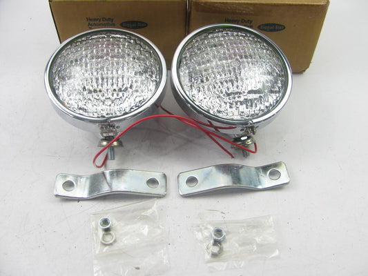 (2) Signal-stat 653W Tractor / Utility Headlights W/ Brackets And Mounts