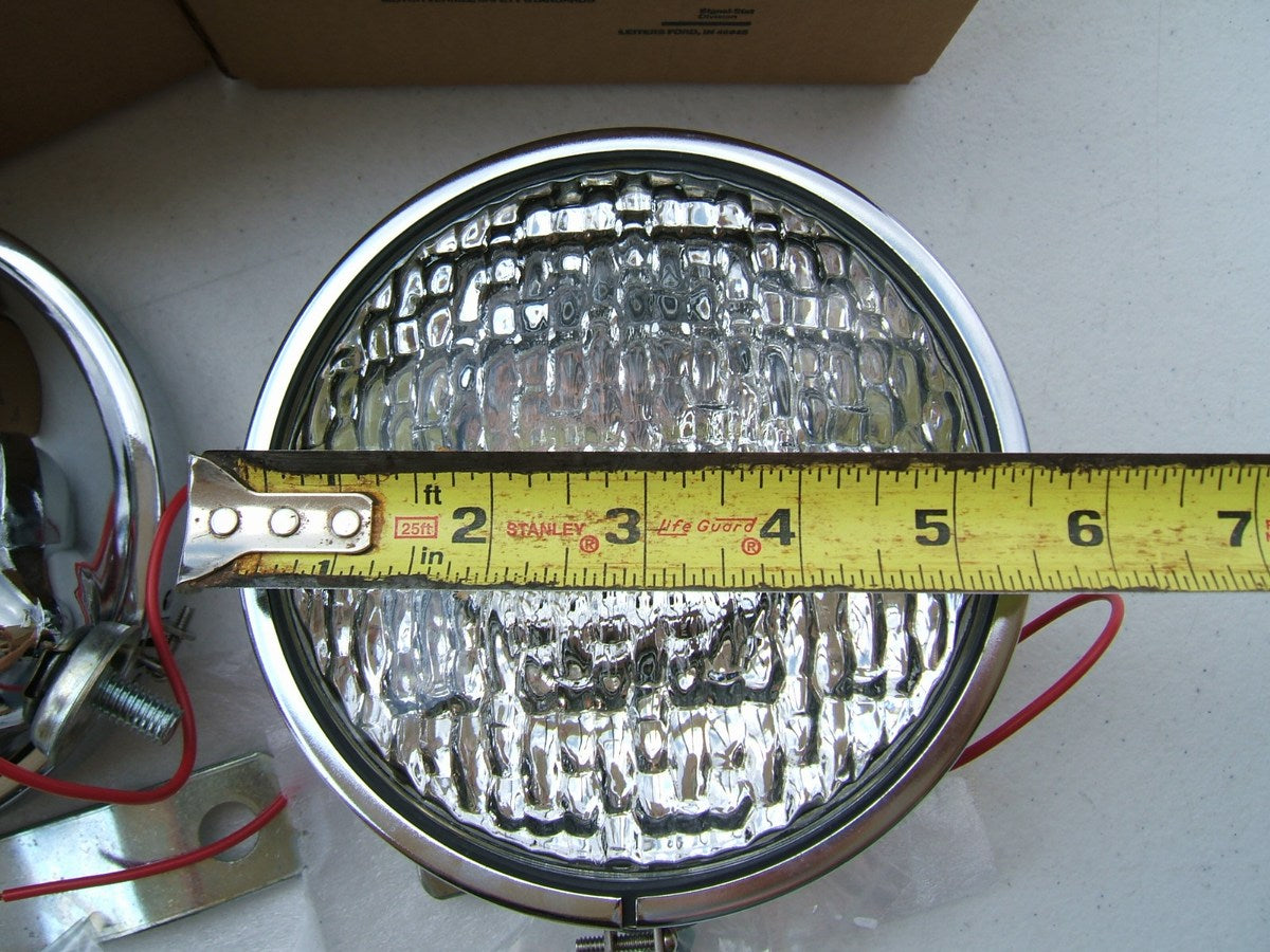 (2) Vintage Signal-stat 653W  4'' Chrome Marine Auxilary Work, Flood Light  Lamps