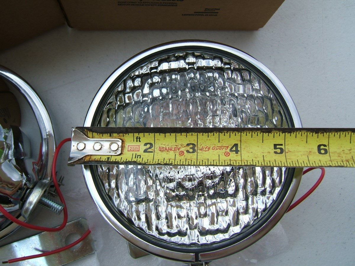 (2) Vintage Signal-stat 653W  4'' Chrome Marine Auxilary Work, Flood Light  Lamps