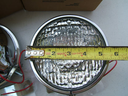 (2) Vintage Signal-stat 653W  4'' Chrome Marine Auxilary Work, Flood Light  Lamps