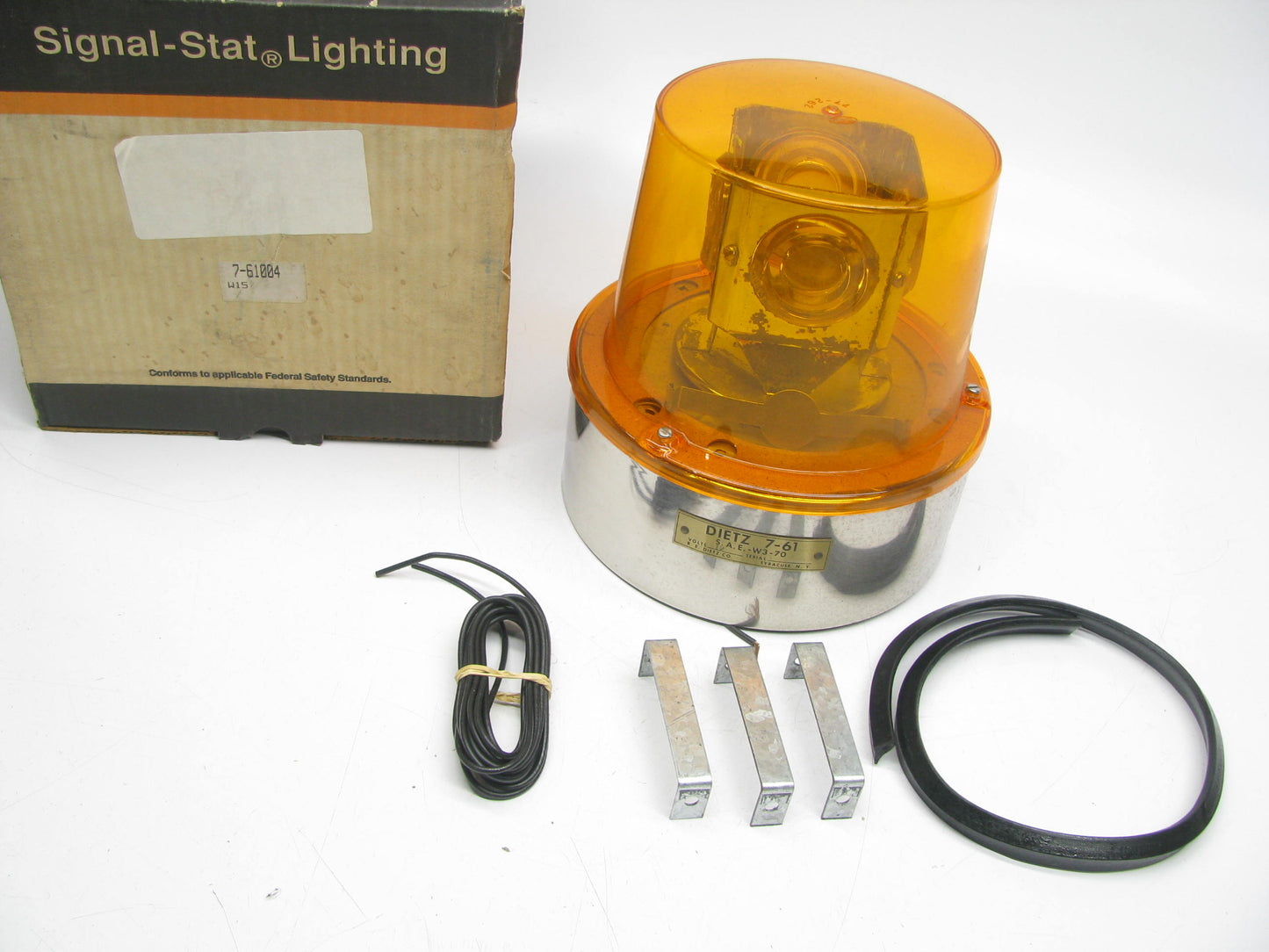 NOS SIGNAL-STAT 7-61004 Amber Rotating Emergency Beacon Light Lamp DIETZ 7-61