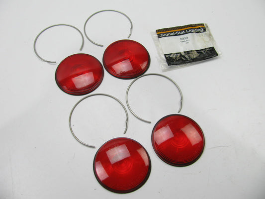 (X4) Signal-stat 9030 Red 4'' Lens With Gasket - Snap Ring Fit