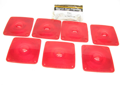 (x7) 9063 Signal-Stat Square Red Replacement Lens For Pedestal Lights 4-Screw