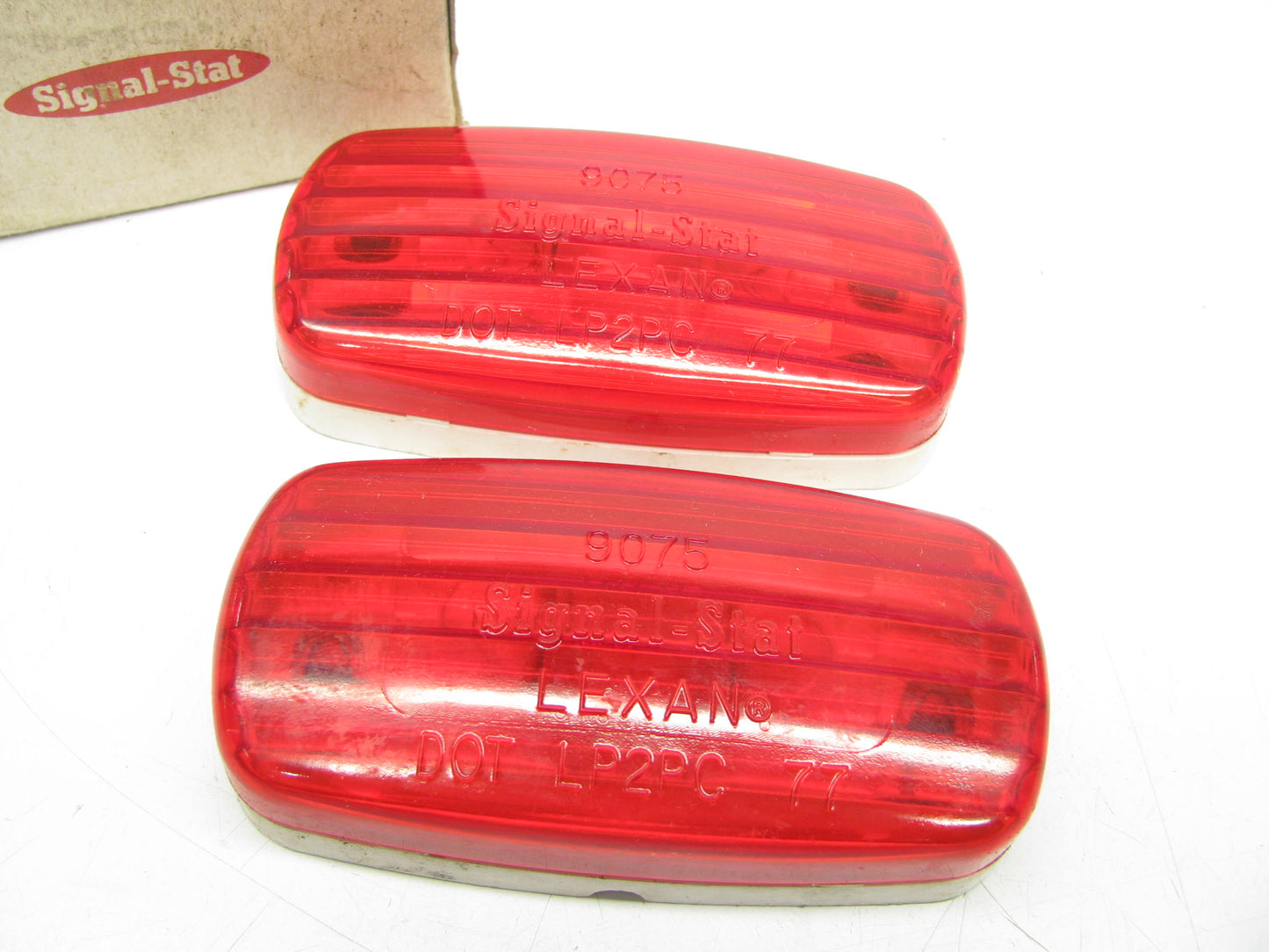 (2) Signal-stat 9075 4'' X 2'' Marker Light Lamp Lens, Red