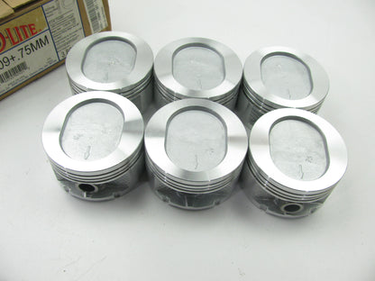 (6) Silvolite 3209-75MM Engine Piston .75mm For 1996-1998 Chrysler Van 3.3L 3.8L