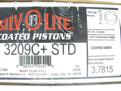 (6) Silvolite 3209C-STD Coated Skirt Piston STD For 1991-1997 Chrysler 3.8L-V6