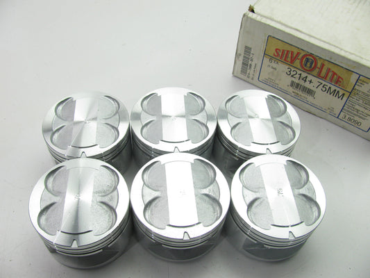 (6) Silvolite 3214-75MM Engine Piston .030'' For 1993-1995 Chrysler 3.5L-V6