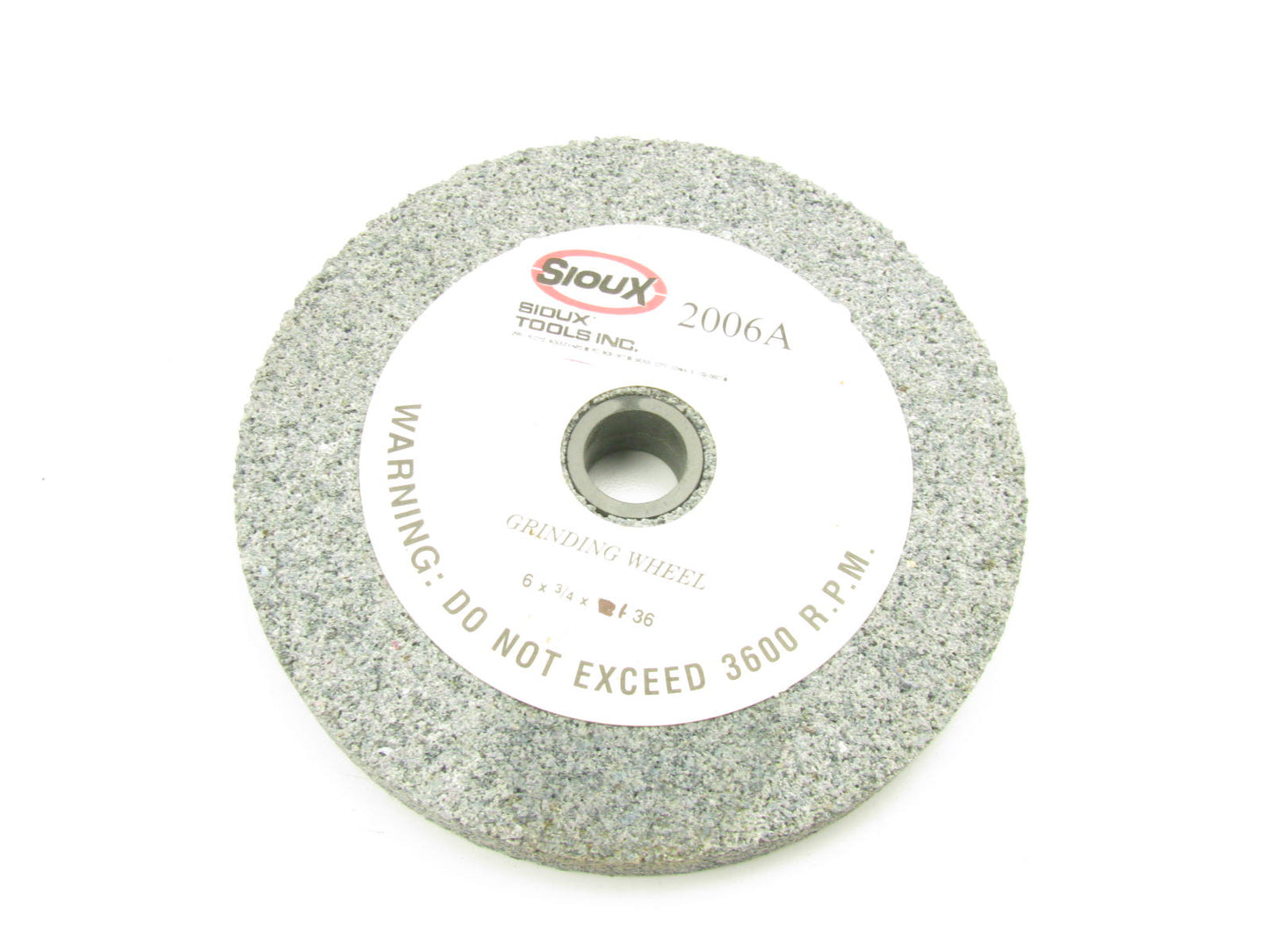 Sioux 2006A Grinding Wheel 6'' Diameter 3/4'' Arbor 36 Grit 3600 RPM