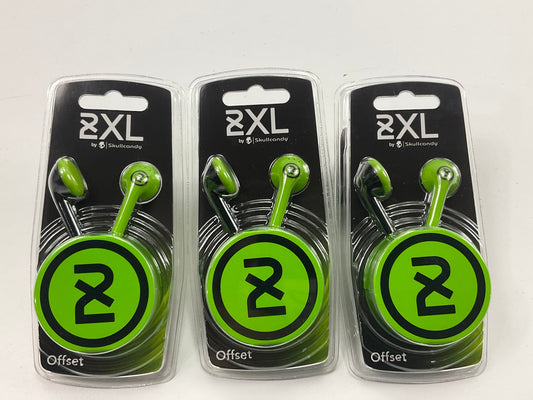 (3) Skullcandy X2OFFZ-823 2XL GREEN Offset In-ear Earbud Headphones, 3.5mm Jack