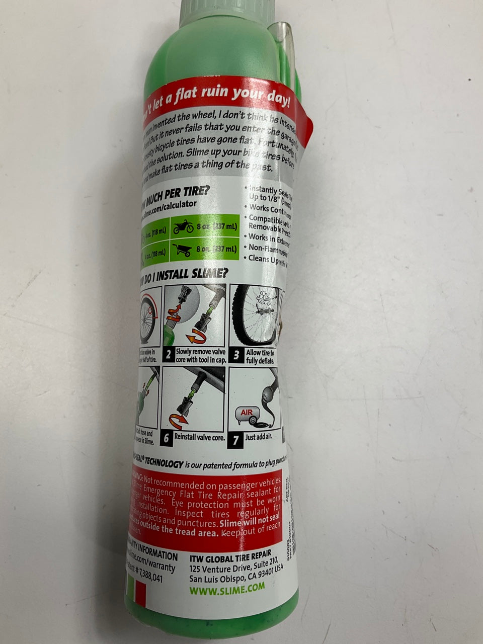 Slime 10003 Bike Tube Puncture Repair Sealant, Prevent And Repair 8 Oz