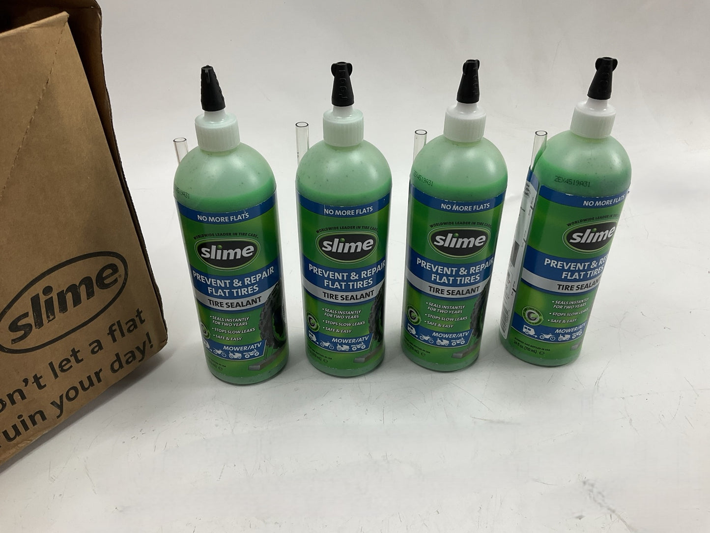 (4) Slime 10008 Tire Sealant, Squeeze Bottle, 24 Oz.