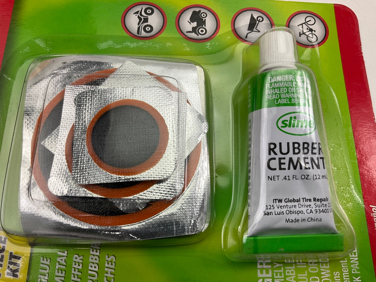 Slime 1022A TUBE PATCH REPAIR KIT 7 Pc For Bikes & Other Inflatables