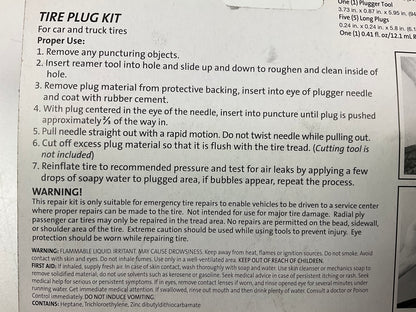 (2) SLIME Tire Plug Kits: Car Truck Motorcycle Tires 8 Piece Rubber Cement Plug