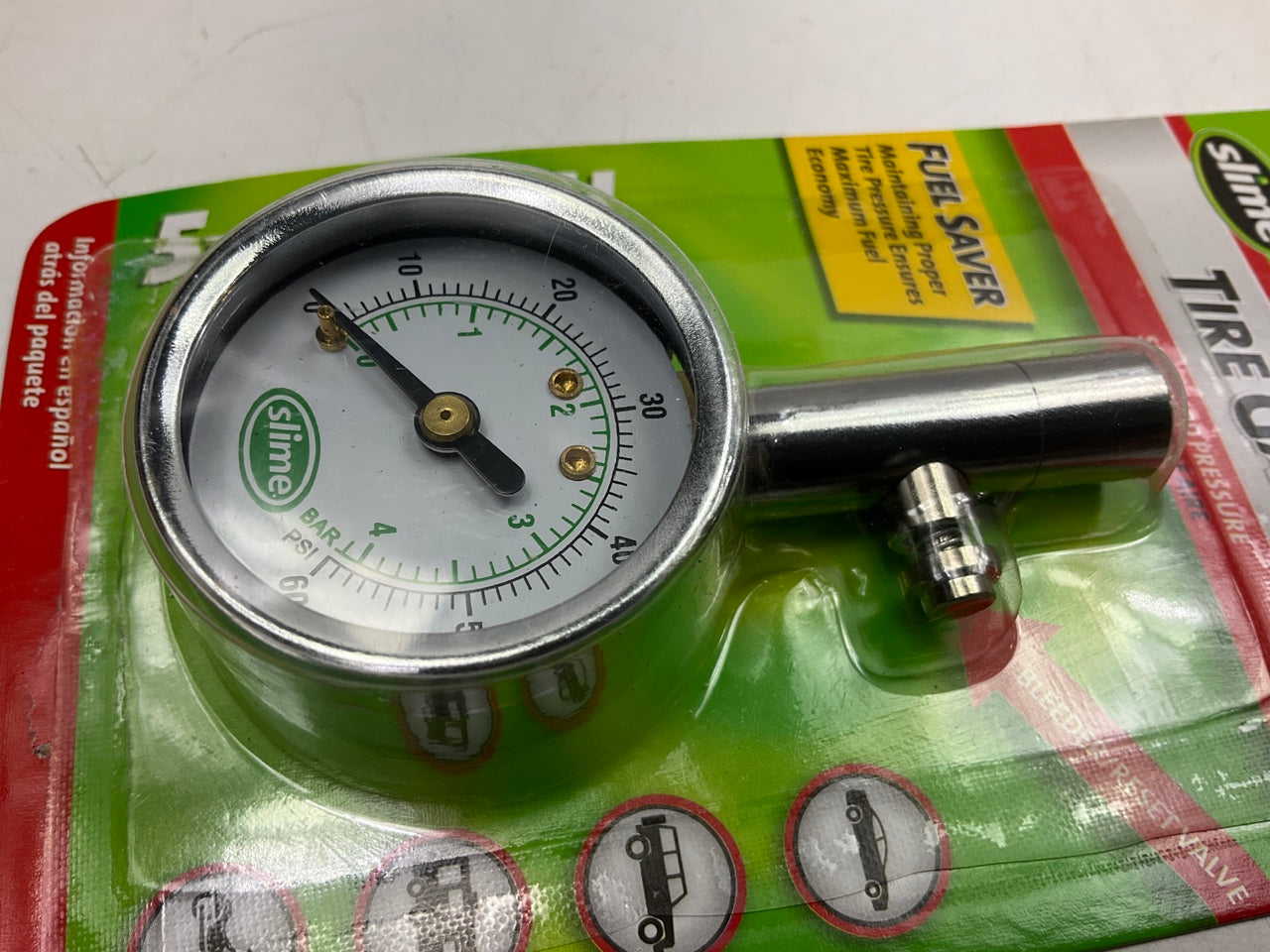 Slime 20048 Tire Gauge, 5 To 60 Psi, Chrome Gauge