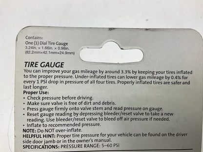 Slime 20048 Tire Gauge, 5 To 60 Psi, Chrome Gauge
