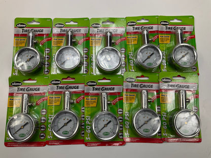 (10) Slime 20049  Large Facia Dial Analogue Tire Pressure Gauge - 5-60 PSI