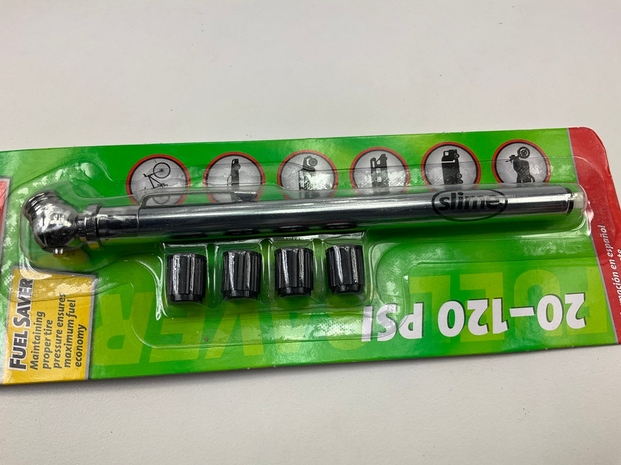 Slime 2005-A Pencil Tire Pressure Gauge 20-120 PSI With Bonus Valve Stem Caps