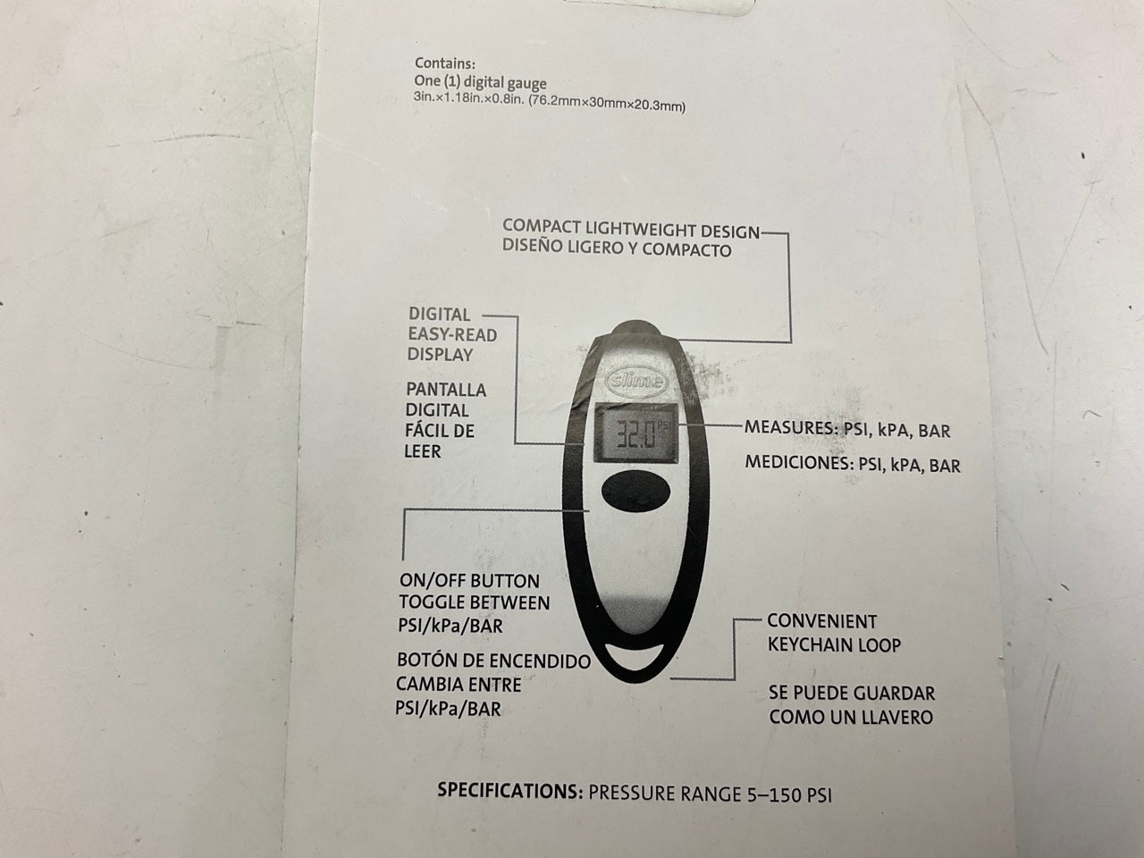 Slime 20112 Mini Digital Tire Gauge, 5-150 Psi