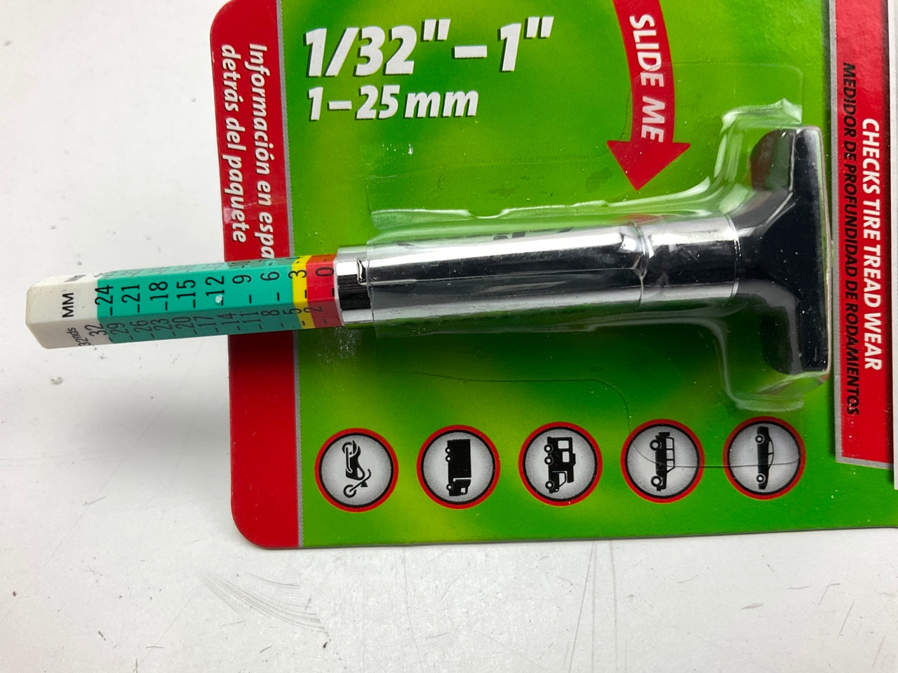 Slime 20177 Tread Depth Tire Gauge For Tire Shops - Checks Tread Depth On Tires