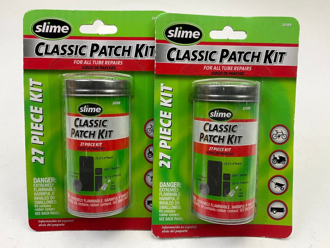 (2) Slime Inner Tube Tire Patch Repair Kits For Mowers, Bicycles, Wheelbarrows