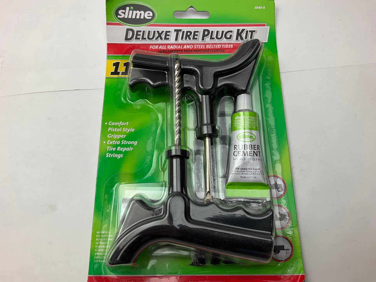 Slime 2040-A 11-Piece Car Truck Pistol Grip Deluxe Tire Repair Reamer Plug Kit